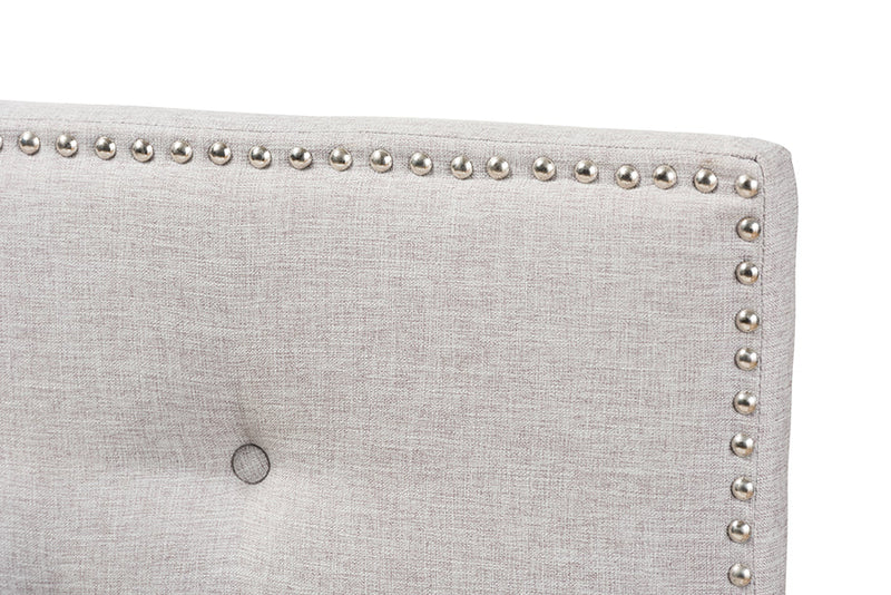 Nikko Greyish Beige Fabric Upholstered Full Size Headboard Baxton