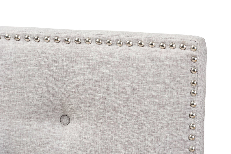 Nikko Modern and Contemporary Greyish Beige Fabric Upholstered Full Size Headboard