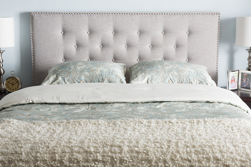 Nikko Modern and Contemporary Greyish Beige Fabric Upholstered Full Size Headboard