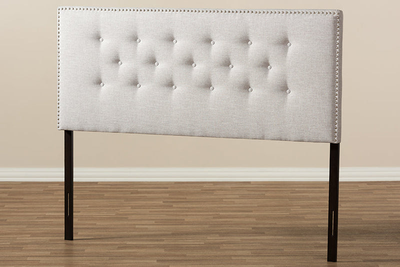 Nikko Greyish Beige Fabric Upholstered Full Size Headboard Baxton