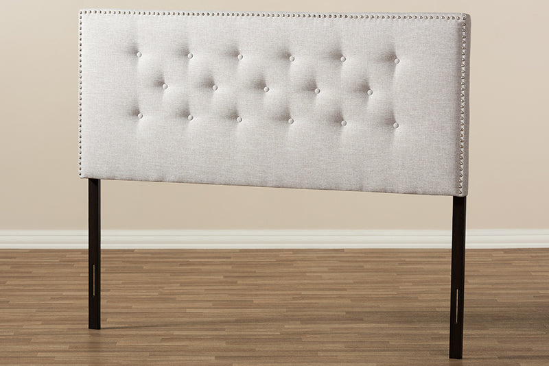 Nikko Modern and Contemporary Greyish Beige Fabric Upholstered Full Size Headboard