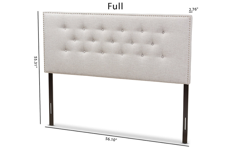 Nikko Modern and Contemporary Greyish Beige Fabric Upholstered Full Size Headboard