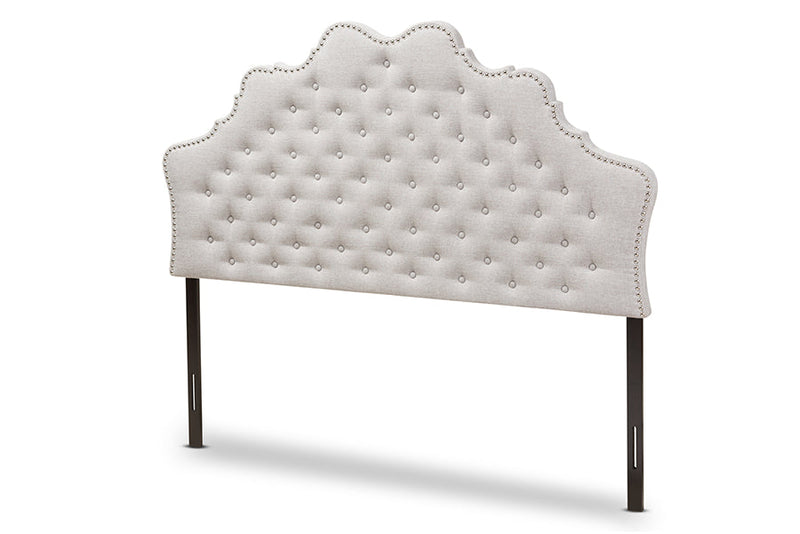 Ulvina Greyish Beige Fabric Queen Size Headboard Baxton