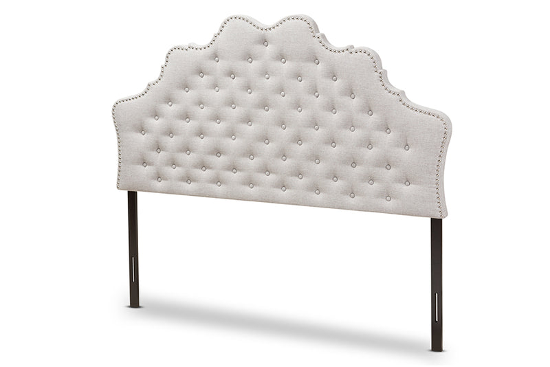 Ulvina Modern and Contemporary Greyish Beige Fabric Queen Size Headboard