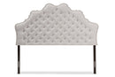Ulvina Greyish Beige Fabric Queen Size Headboard Baxton