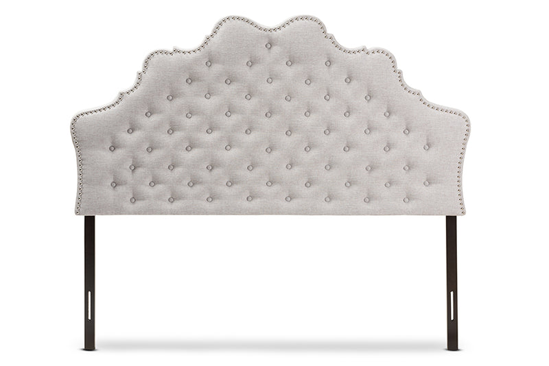 Ulvina Modern and Contemporary Greyish Beige Fabric Queen Size Headboard