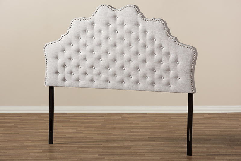 Ulvina Modern and Contemporary Greyish Beige Fabric Queen Size Headboard