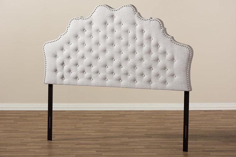 Ulvina Greyish Beige Fabric Queen Size Headboard Baxton