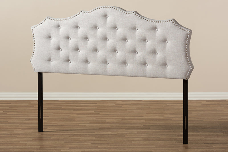 Moscow Modern and Contemporary Greyish Beige Fabric Queen Size Headboard