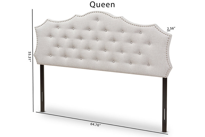 Moscow Modern and Contemporary Greyish Beige Fabric Queen Size Headboard
