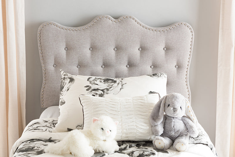 Andor Modern and Contemporary Greyish Beige Fabric Twin Size Headboard