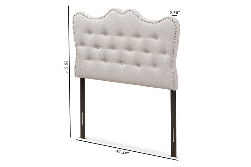 Andor Modern and Contemporary Greyish Beige Fabric Twin Size Headboard