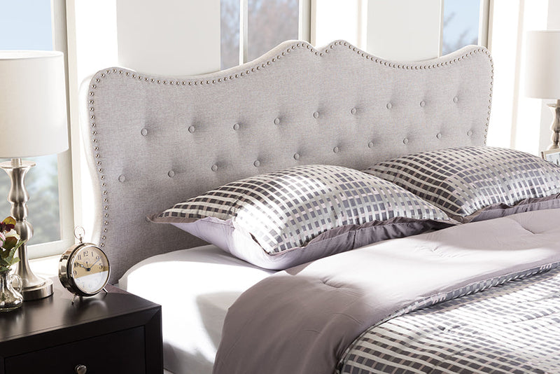 Andor Greyish Beige Fabric Queen Size Headboard Baxton