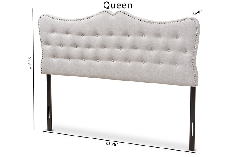 Andor Greyish Beige Fabric Queen Size Headboard Baxton