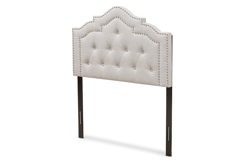 Lucca Modern and Contemporary Greyish Beige Fabric Twin Size Headboard