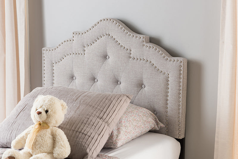 Lucca Modern and Contemporary Greyish Beige Fabric Twin Size Headboard