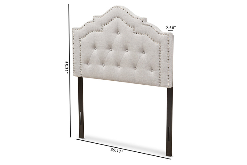 Lucca Modern and Contemporary Greyish Beige Fabric Twin Size Headboard