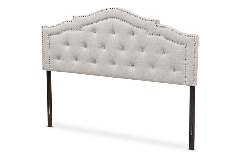 Lucca Modern and Contemporary Greyish Beige Fabric King Size Headboard