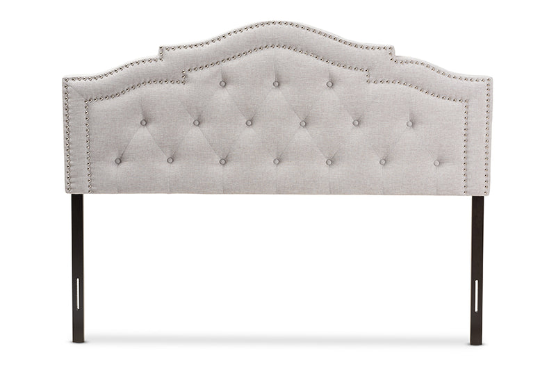 Lucca Modern and Contemporary Greyish Beige Fabric King Size Headboard