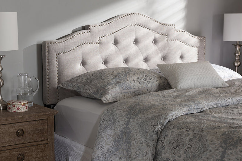 Lucca Greyish Beige Fabric Full Size Headboard Baxton