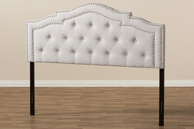 Lucca Modern and Contemporary Greyish Beige Fabric King Size Headboard