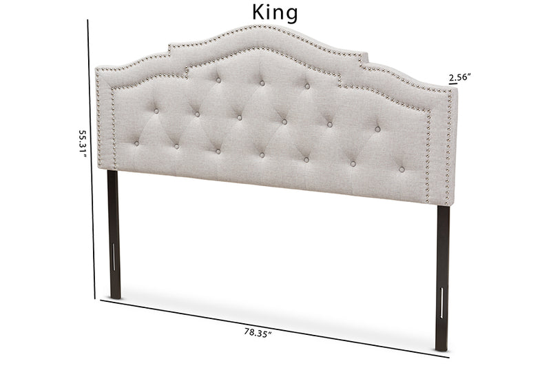 Lucca Modern and Contemporary Greyish Beige Fabric King Size Headboard