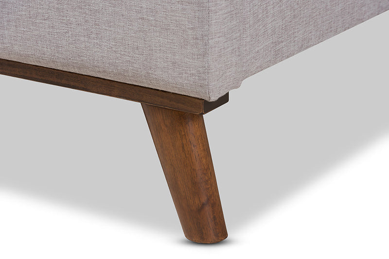 Genna Greyish Beige Fabric King Size Platform Bed Baxton