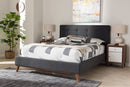 Genna Dark Gray Fabric Queen Size Platform Bed Baxton
