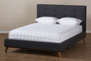 Genna Dark Gray Fabric Queen Size Platform Bed Baxton