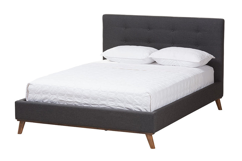 Genna Dark Gray Fabric Upholstered Queen Size 2Pc Bedroom Set Baxton