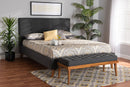 Genna Dark Gray Fabric Upholstered Full Size 2Pc Bedroom Set Baxton