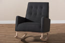 Helio Dark Gray Fabric Upholstered Whitewash Wood Rocking Chair Baxton