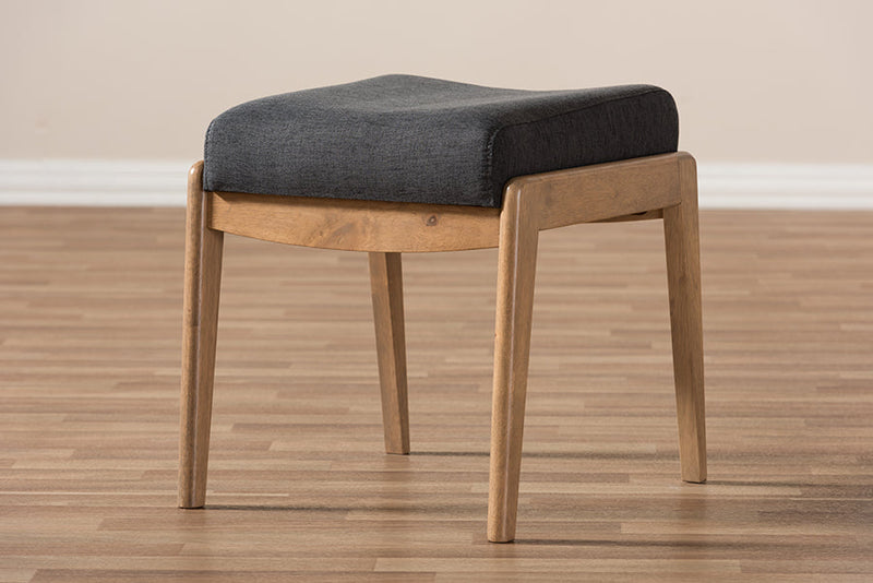Claverie Dark Gray Fabric Ottoman Baxton