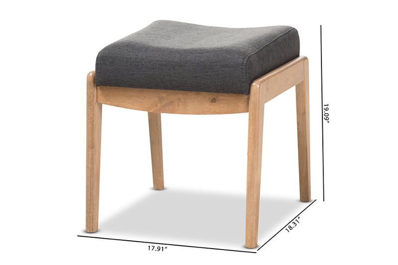 Claverie Dark Gray Fabric Ottoman Baxton