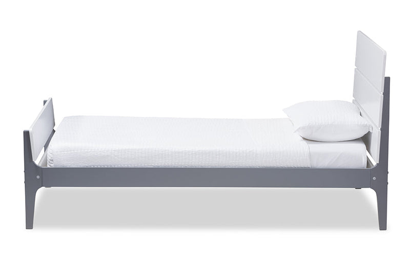 Cyprien Mission Style White and Dark Grey-Twin Platform Bed Baxton