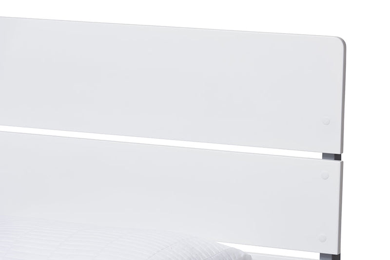 Cyprien Mission Style White and Dark Grey-Twin Platform Bed Baxton