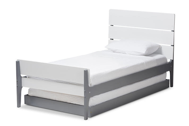 Cyprien Modern Classic Mission Style White and Grey-Finished Wood Twin Platform Bed