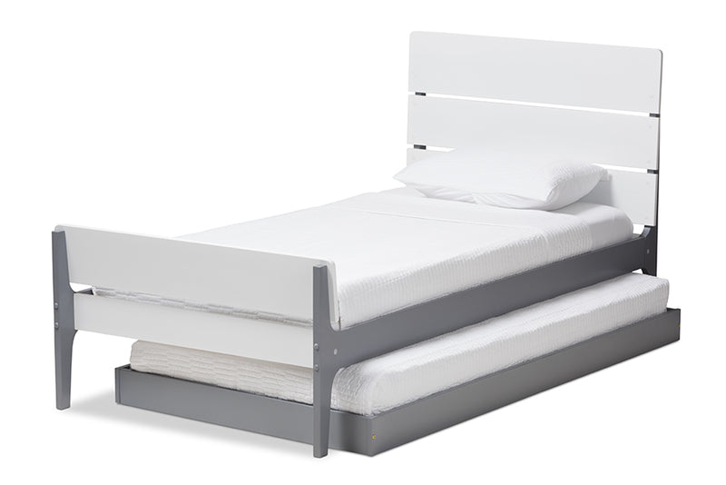 Cyprien Modern Classic Mission Style White and Grey-Finished Wood Twin Platform Bed