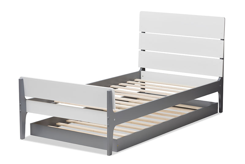 Cyprien Modern Classic Mission Style White and Grey-Finished Wood Twin Platform Bed