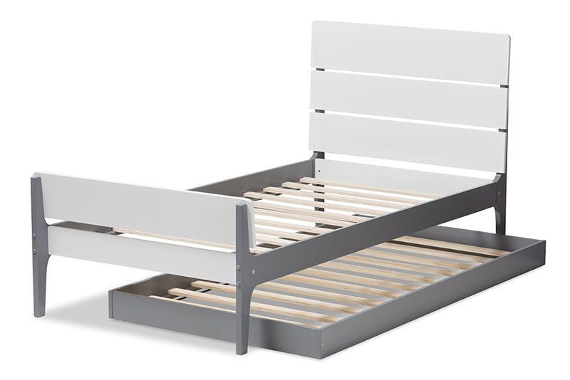 Cyprien Modern Classic Mission Style White and Grey-Finished Wood Twin Platform Bed