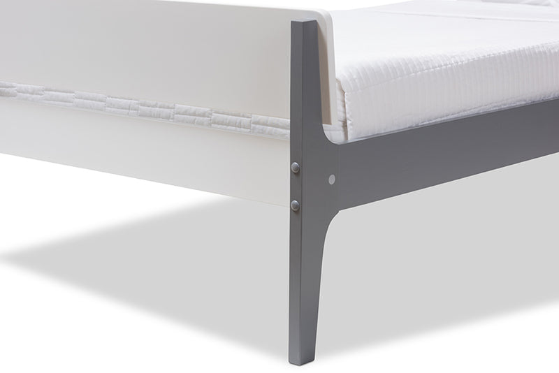 Cyprien Modern Classic Mission Style White and Grey-Finished Wood Twin Platform Bed