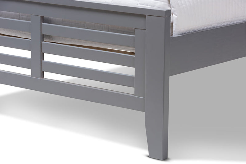 Heaton Mission Style Grey-Twin Platform Bed w/Trundle Baxton