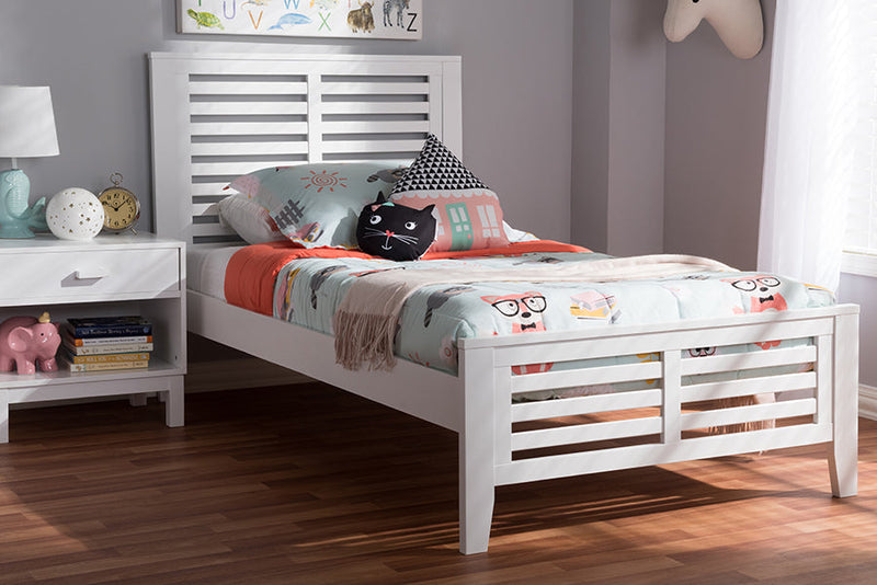 Heaton Mission Style White-Twin Platform Bed Baxton