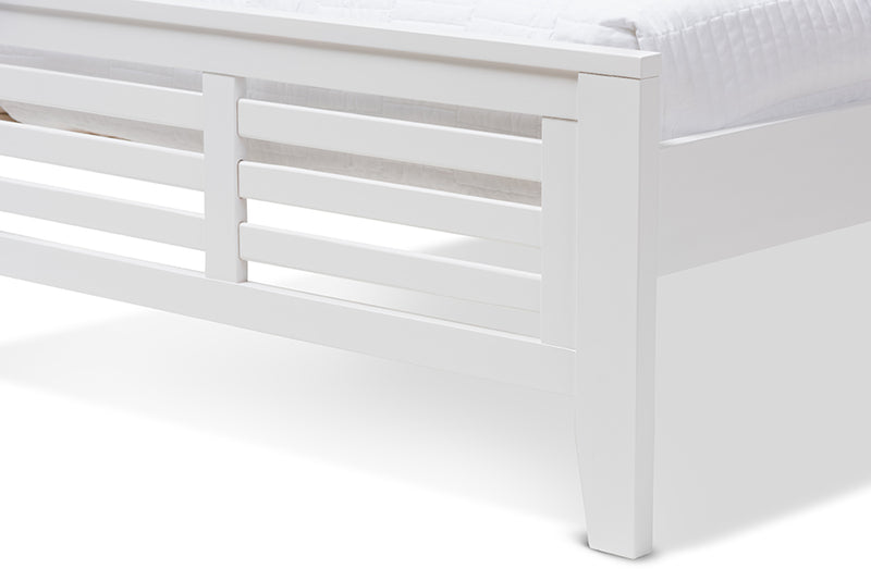 Heaton Modern Classic Mission Style White-Finished Wood Twin Platform Bed w/Trundle