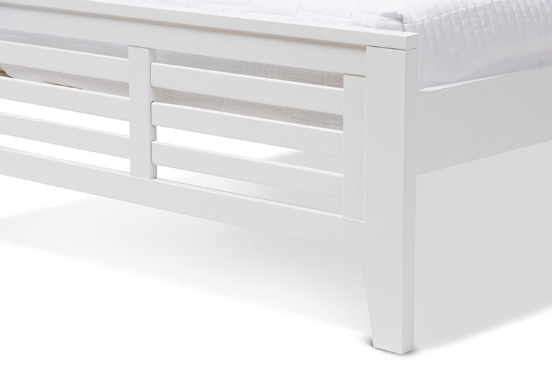 Heaton Mission Style White-Twin Platform Bed w/Trundle Baxton