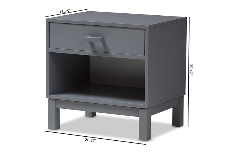 Annabelle Modern and Contemporary Gray Wood 1-Drawer Nightstand