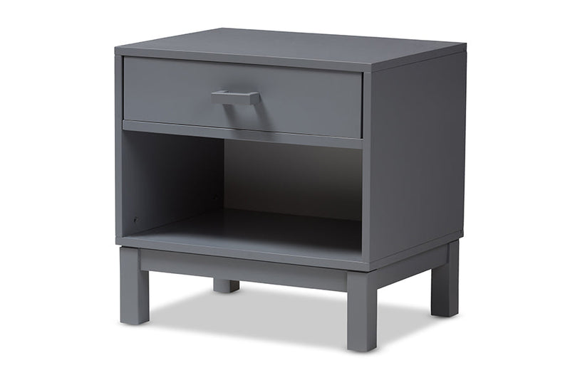 Annabelle Gray Wood 1-Drawer Nightstand Baxton