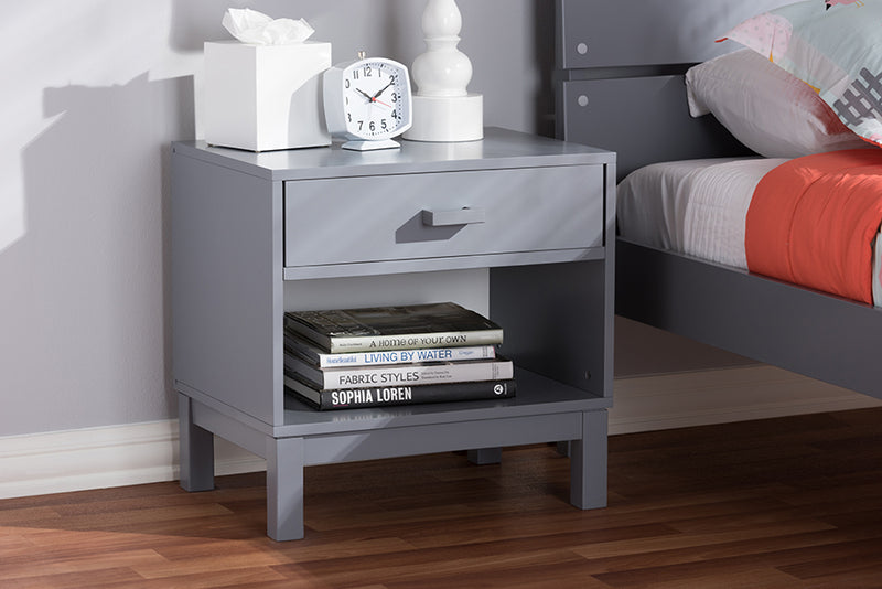 Annabelle Modern and Contemporary Gray Wood 1-Drawer Nightstand