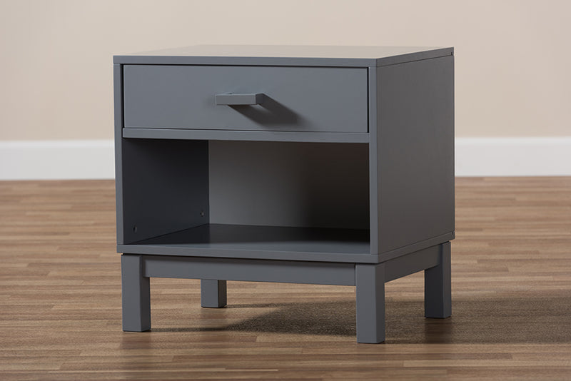 Annabelle Modern and Contemporary Gray Wood 1-Drawer Nightstand