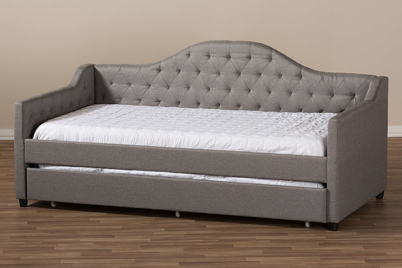 Rene Modern and Contemporary Light Gray Fabric Daybed w/Trundle